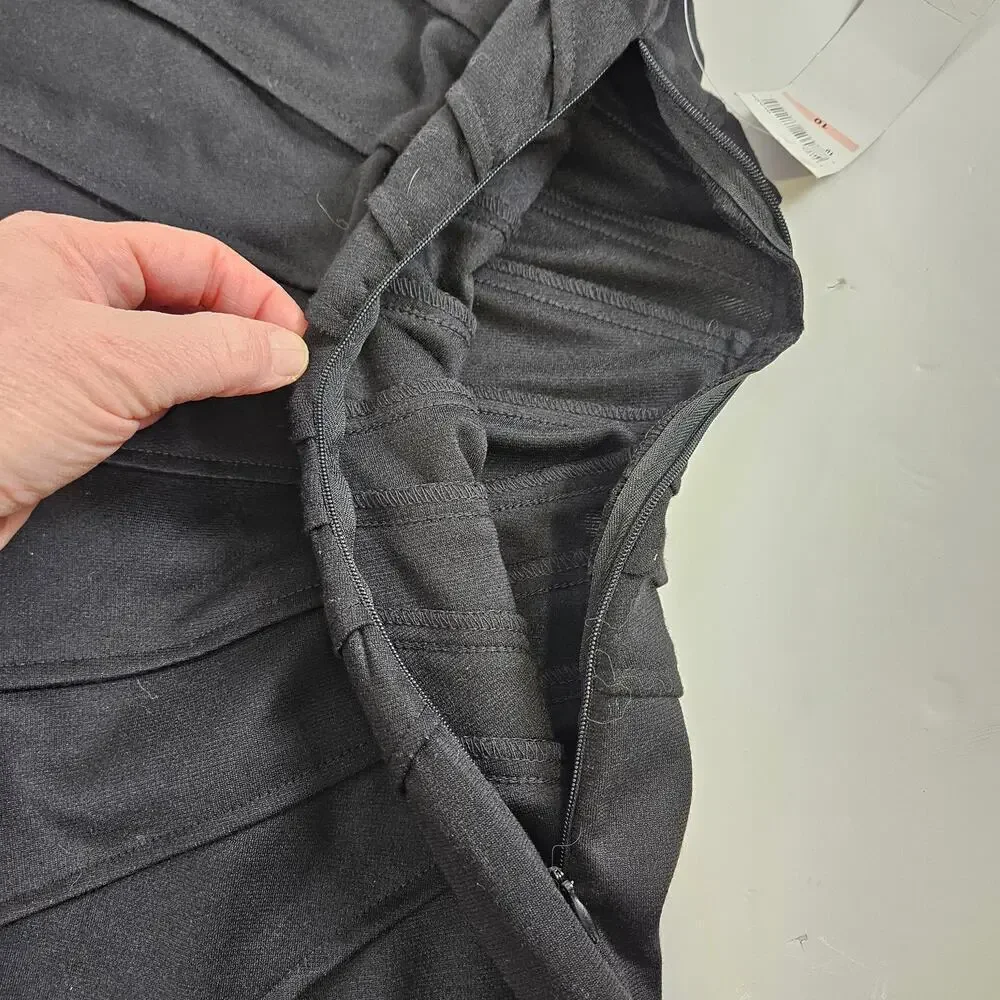 London Times NWT Black Cap Sleeve Knee Length Dress Size 10 - Picture 6 of 10